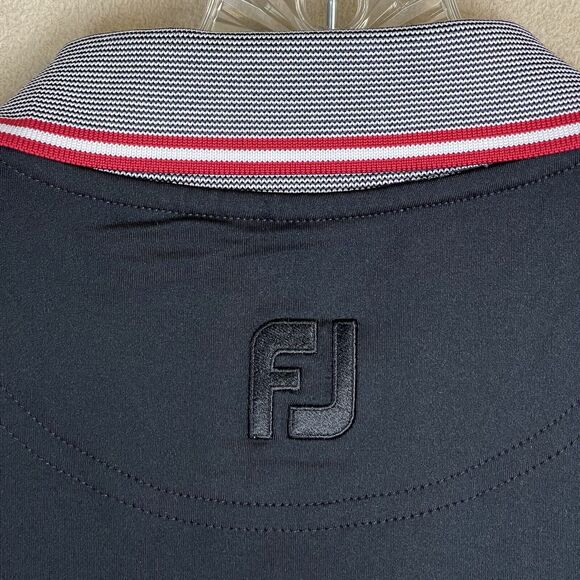 Footjoy Polo Shirt Mens Large Black Golfing Rugby Logo Preppy Adult - Picture 9 of 11